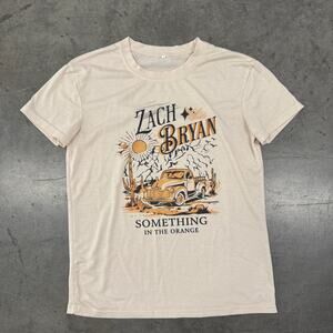 Vintage Y2k Zach Bryan Something In The Orange Band Tour Beige Graphic Tee Small